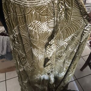 Green and White Leaf Print dress